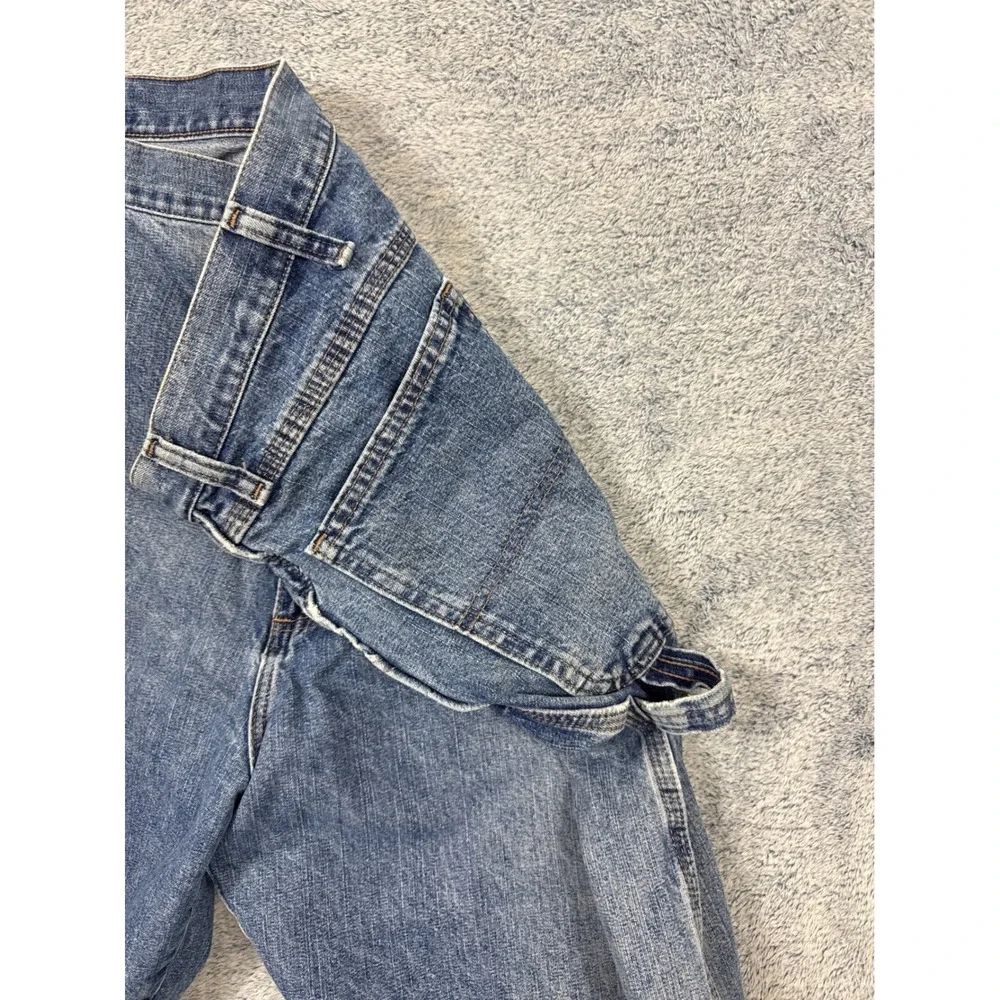 Wrangler Mens 42x32 Blue Carpenter Jeans Distressed Workwear Denim Faded